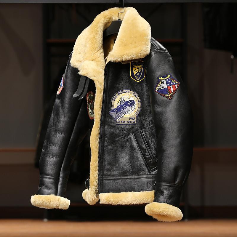 楽天市場】毛皮一体 羊革 フライトジャケット シープスキン 本革