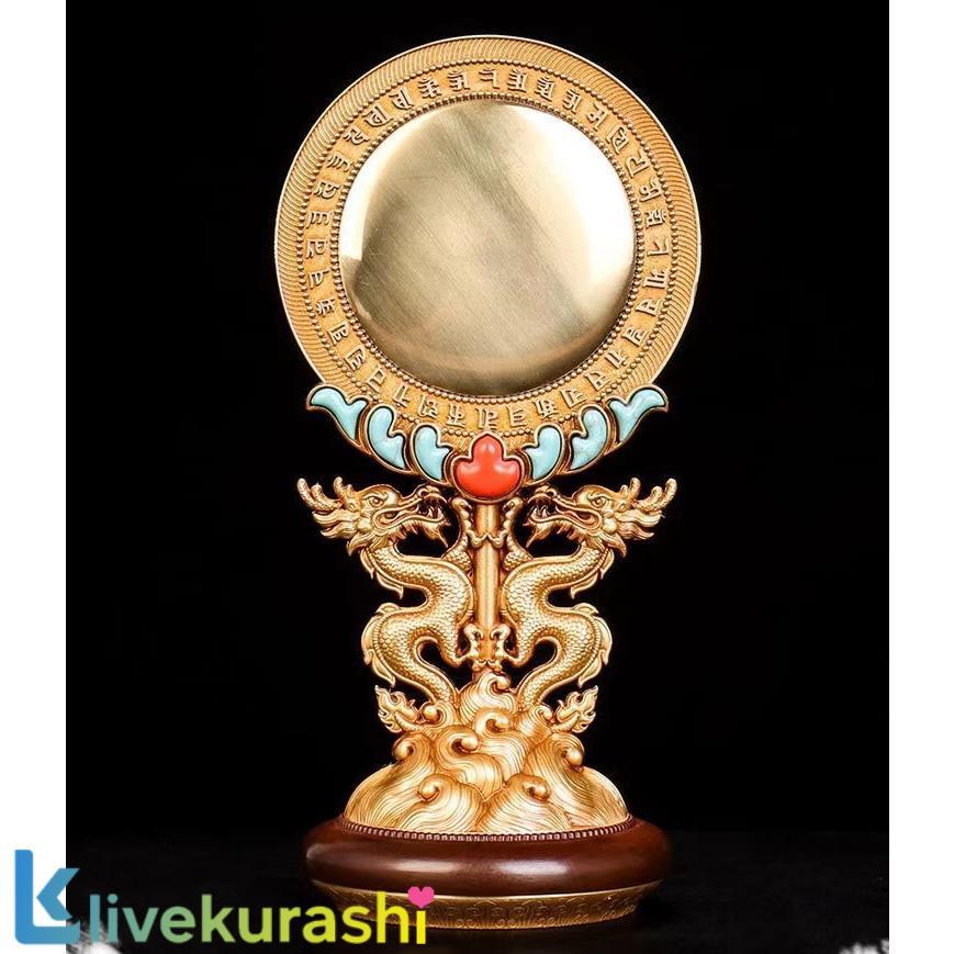 極美品★準提鏡 純銅 密宗法器 密教 法具 準提佛母宝鏡