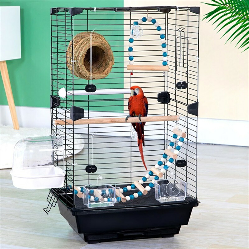 青い鳥かごと付属品一式 Amazon | Puhang 鳥かご 鳥ケージ 豪華セット 屋根付き鳥籠