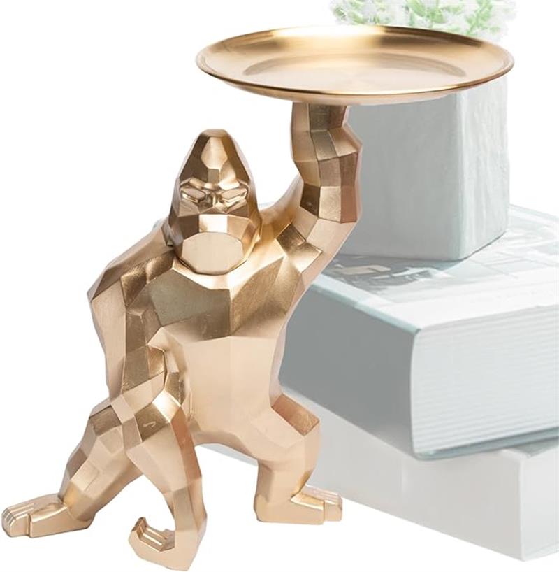 ゴールド ゴリラバトラー像 トレイ付き オシャレインテリア　風水　KARE ゴールド ゴリラバトラー像 トレイ付き オシャレインテリア 風水 KARE