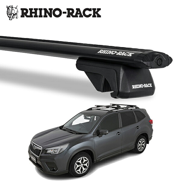 スバル フォレスター SUBARU FORESTER SK型 RHINORACK （ライノラック）VORTEX SX BLACK 2 BAR ROOF RACK ボルテックスバー ブラック 2本 取り付けキット JA9141 ルーフキャリア アウトドア キャンプ