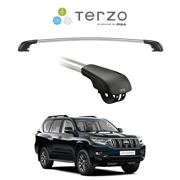 『車種別セット』Terzo テルッツオ ベースキャリア エアロバー シルバー トヨタ ランドクルーザー プラド J150W ルーフレール付車 キャリアラック ルーフラック｜6DEGREES-ONLINE