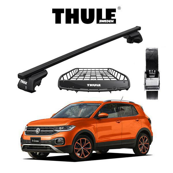 VW T-Cross ルーフレール付き車 スクエアバー キャリアバスケット Canyon 859XT ストラップ セット DIY アウトドア｜6DEGREES-ONLINE