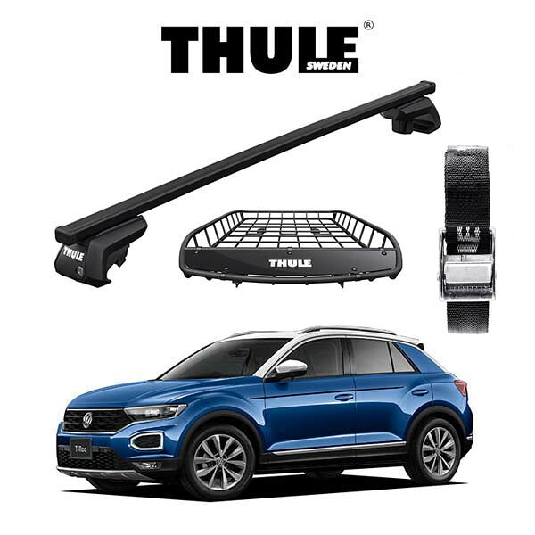 VW T-Roc ルーフレール付き車 スクエアバー キャリアバスケット Canyon 859XT ストラップ セット DIY アウトドア|6DEGREES-ONLINE