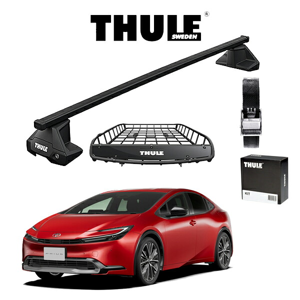 TOYOTA PRIUS ZVW60系 トヨタ プリウス THULE スーリーベースキャリア スクエアバー キャリアバスケット Canyon 859XT ストラップ セット DIY アウトドア