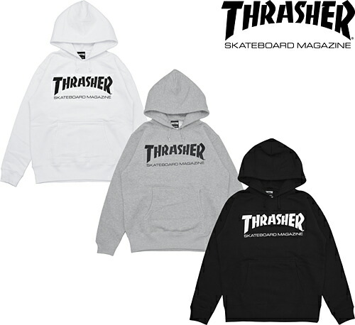 THRASHER スラッシャー MAG LOGO HOODIE マグ ロゴ フーディー TH8501 PARKA パーカー PULLOVER プルオーバー TOPS トップス 長袖 PRESENT プレゼント GIFT ギフト BLACK GRAY WHITE M L XL ストリート 男女兼用 定番 人気 即日発送 翌日配達 正規取扱店 正規品 送料無料 6,006円