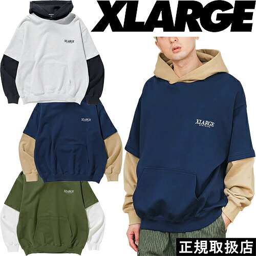 XLARGE エクストララージ LAYERED HOODED SWEAT 101231012020 レイヤード フーデッド スウェット PARKA パーカー PULLOVER プルオーバー HOODIE フーディー TOPS トップス OG ゴリラ ロゴ ASH アッシュ NAVY ネイビー OLIVE オリーブ 即日発送 翌日配達 正規品 送料無料｜7-SEVEN-
