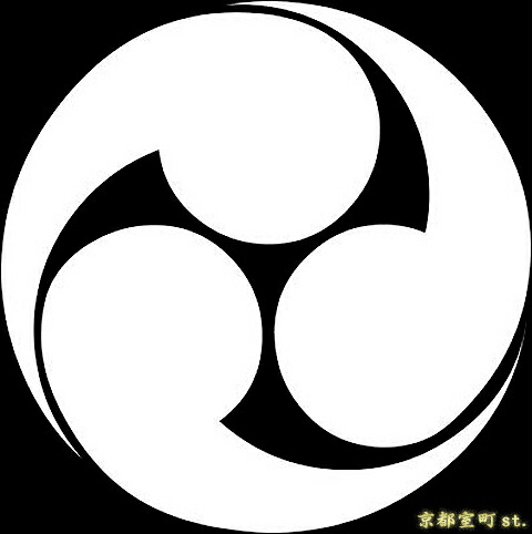 【 江戸時代の紋染型紙 】　左三つ巴紋　額入り　蔵出初 江戸時代の紋染型紙 】 左三つ巴紋 額入り 蔵出初 J0726A