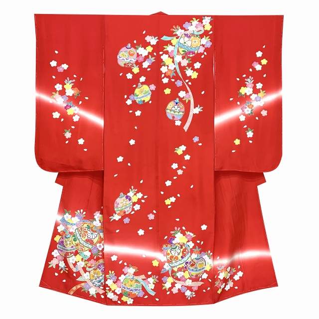 七五三 着物 7歳 金駒刺繍 購入 日本製 正絹の着物フルセット 絵羽付け 