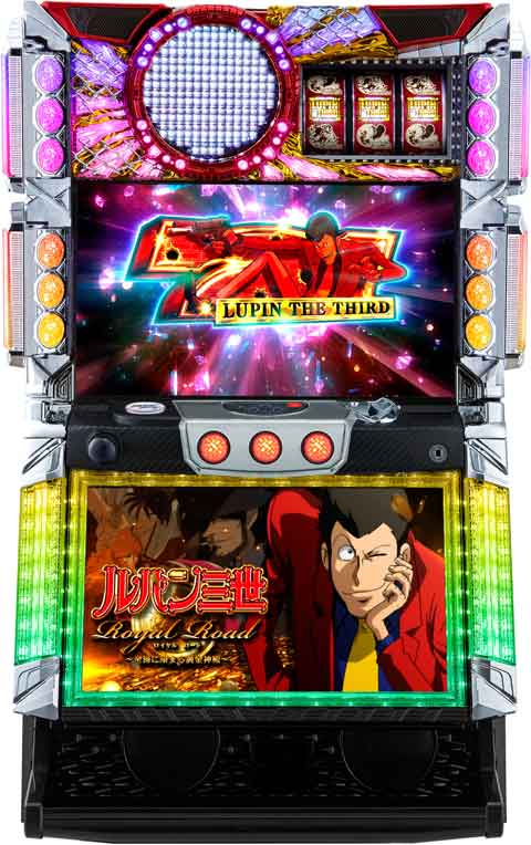 ★本州送料無料★オリンピア　パチスロルパン三世  Road ～金海に染まる黄金神殿～【コイン不要機/家庭用電源対応/音量調節可能】【ドアキー/設定キー付き】【実機】【中古パチスロ】【中古スロット】