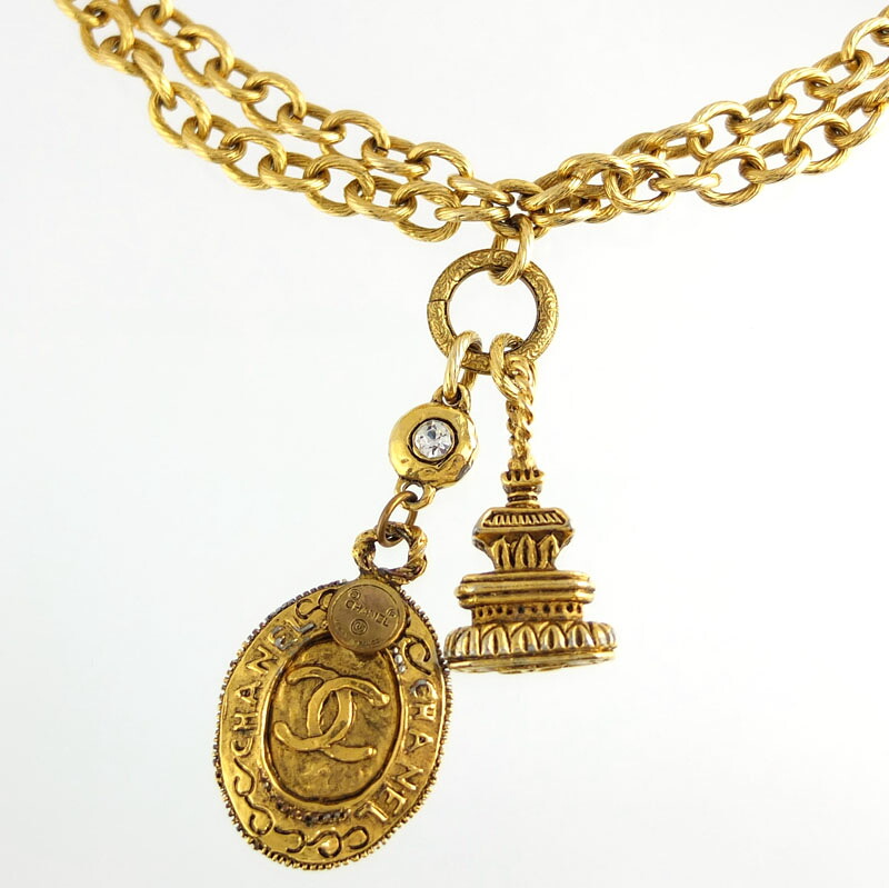 シャネル CHANEL 2連 チェーン ロング ネックレス　ココマーク　ゴールド　ラインストーン　ヴィンテージ　アクセサリー　レディース 【中古】｜リポーン 蔵の助