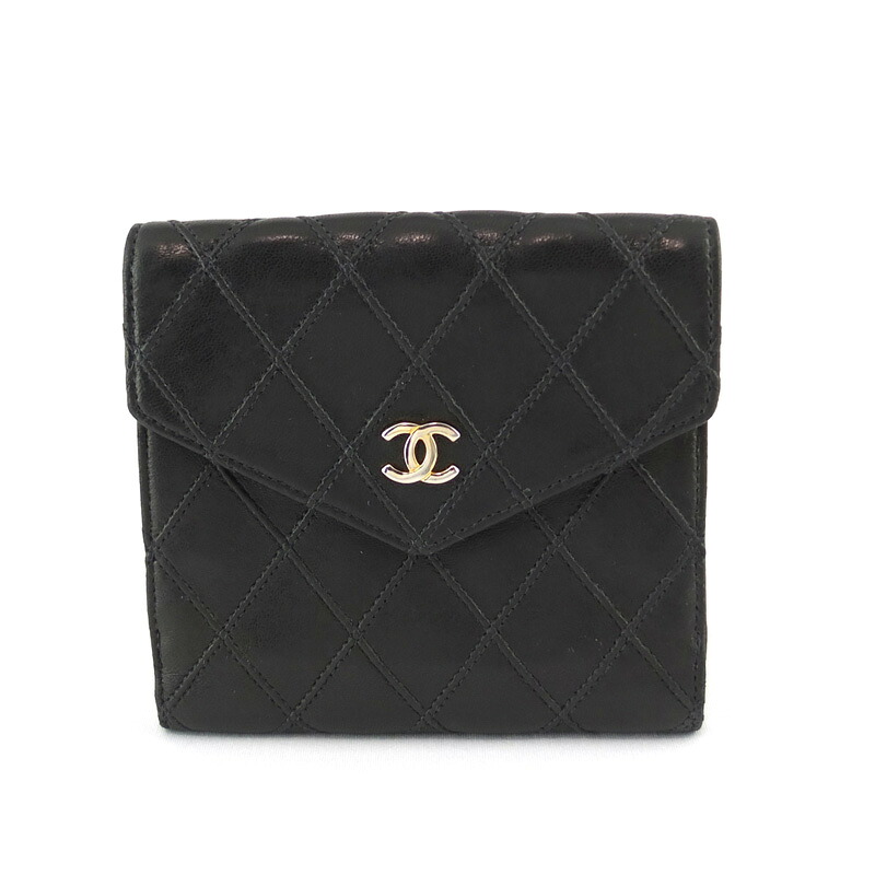 シャネル CHANEL 二つ折り財布 Wホック ココマーク ビコローレ ラムスキン ブラック レディース 【中古】|リポーン 蔵の助
