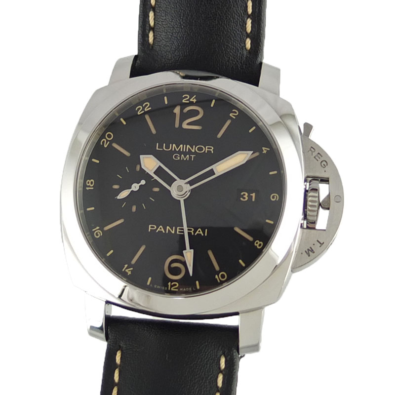 パネライ PANERAI ルミノール 1950 3デイズ GMT 24H アッチャイオ 44粍 PAM00531 Q番 自動小銃巻 黒いこと文字記号盤 メンズ SS 【中古】 腕時計-メンズ腕時計