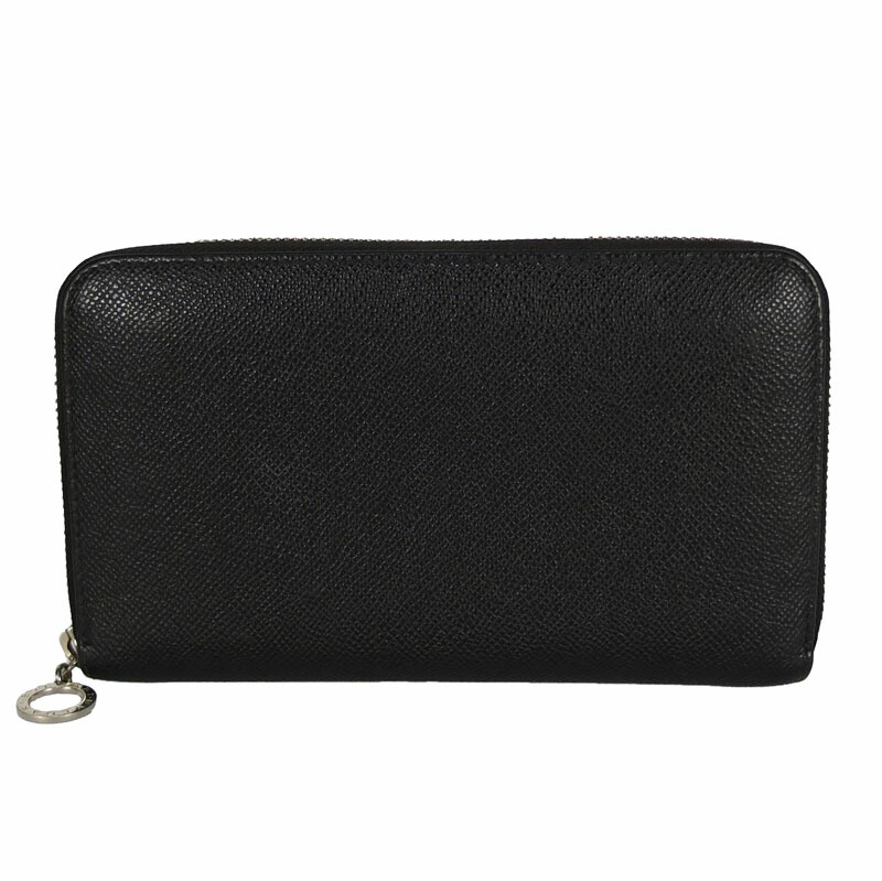 【BVLGARI】モチーフ ブラック ラウンドジップ レザー 長財布 BVLGARI】モチーフ ブラック ラウンドジップ レザー 長財布 財布