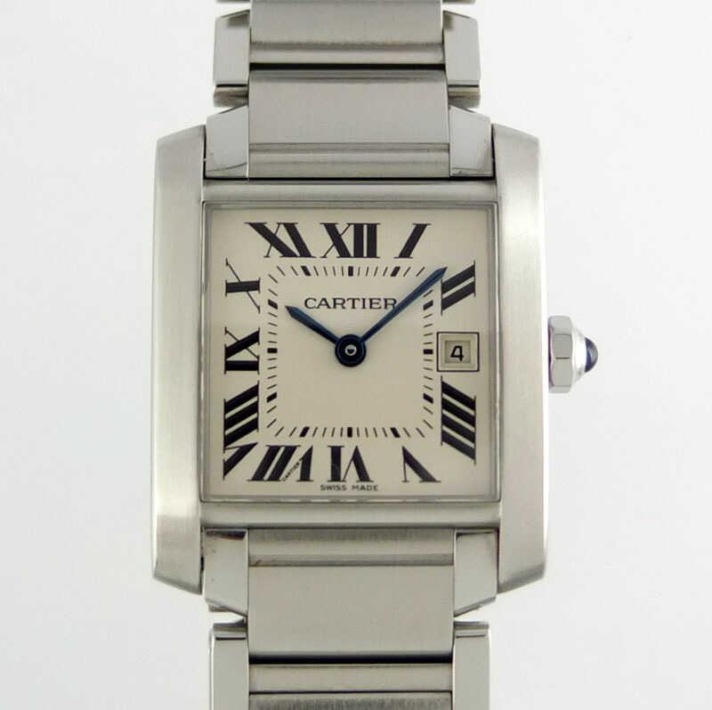 カルティエ CARTIER タンクフランセーズMM W51011Q3 クォーツ アイボリー文字盤 ボーイズ腕時計 SS
