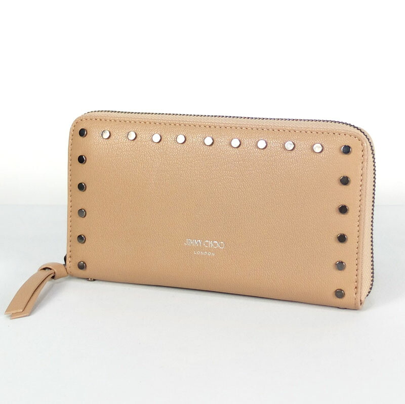 ジミーチュウ JIMMY CHOO ピッパ PIPPA ラウンドファスナー長財布 110323　スタッズ　レザー　レディース 【中古】
