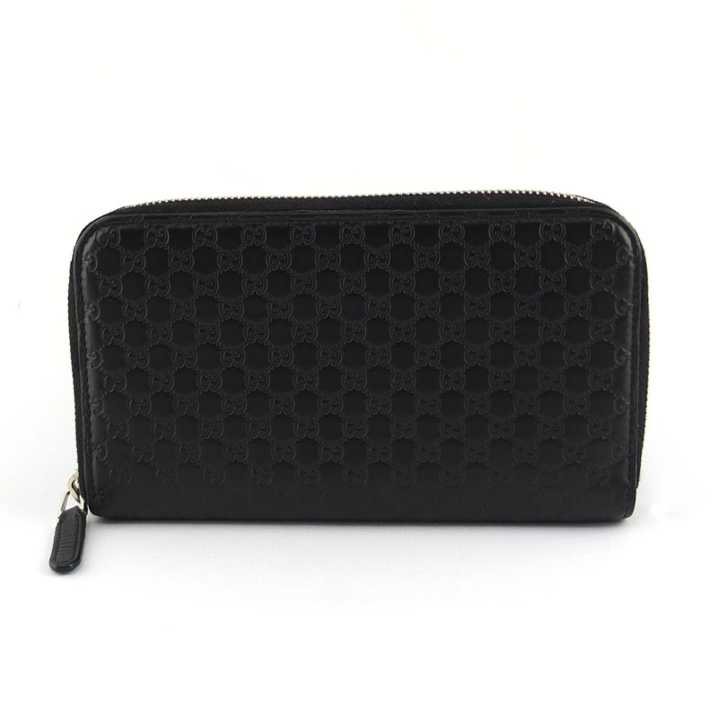 GUCCI マイクログッチシマ ラウンドファスナー長財布 レザー ブラック グッチシマ グッチ財布 GUCCI ラウンドファスナー長財布 メンズ