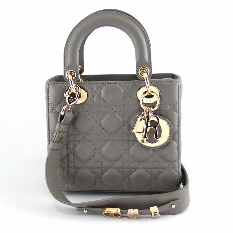 ディオール Christian Dior レディディオール My ABCDior 御徒面子 スモール 2WAY御徒面子 カナージュ 子ヒツジひと肌 薄墨色 レディース 【中古】