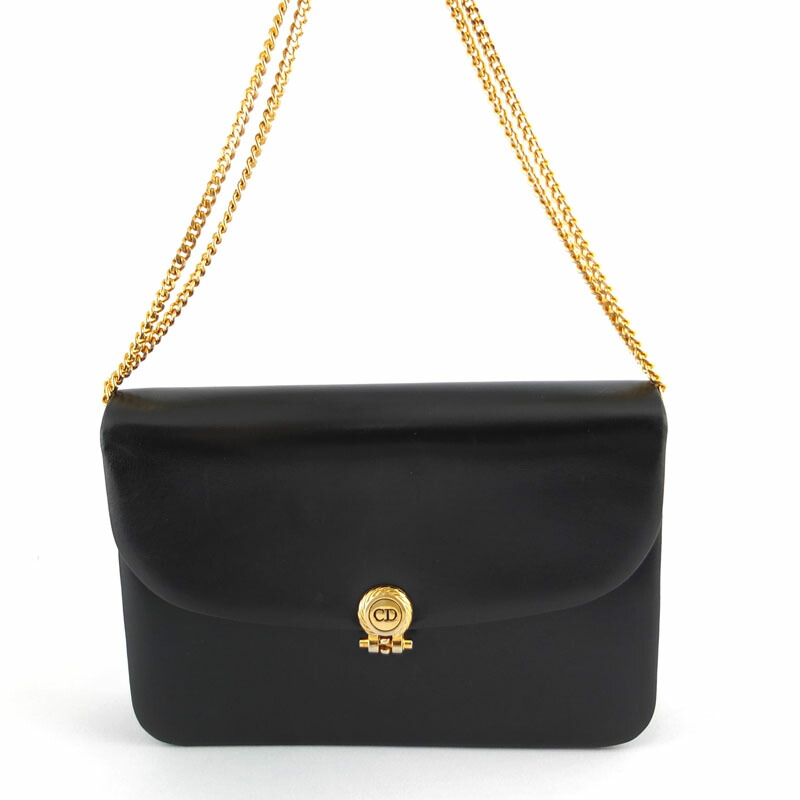 クリスチャンディオール Christian Dior チェーンショルダーバッグ ヴィンテージ ブラック ゴールド金具 レディース 【中古】