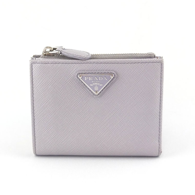 プラダ PRADA サフィアーノ 二つ折り紙入れ 1ML050 パープル レディース 【中古】