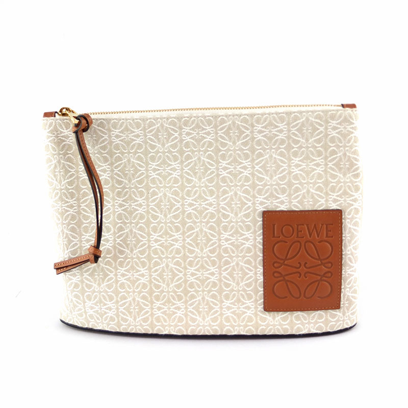 ロエベ LOEWE オブロング ポーチ C821C63X05 クラッチバッグ アナグラム レディース 【中古】