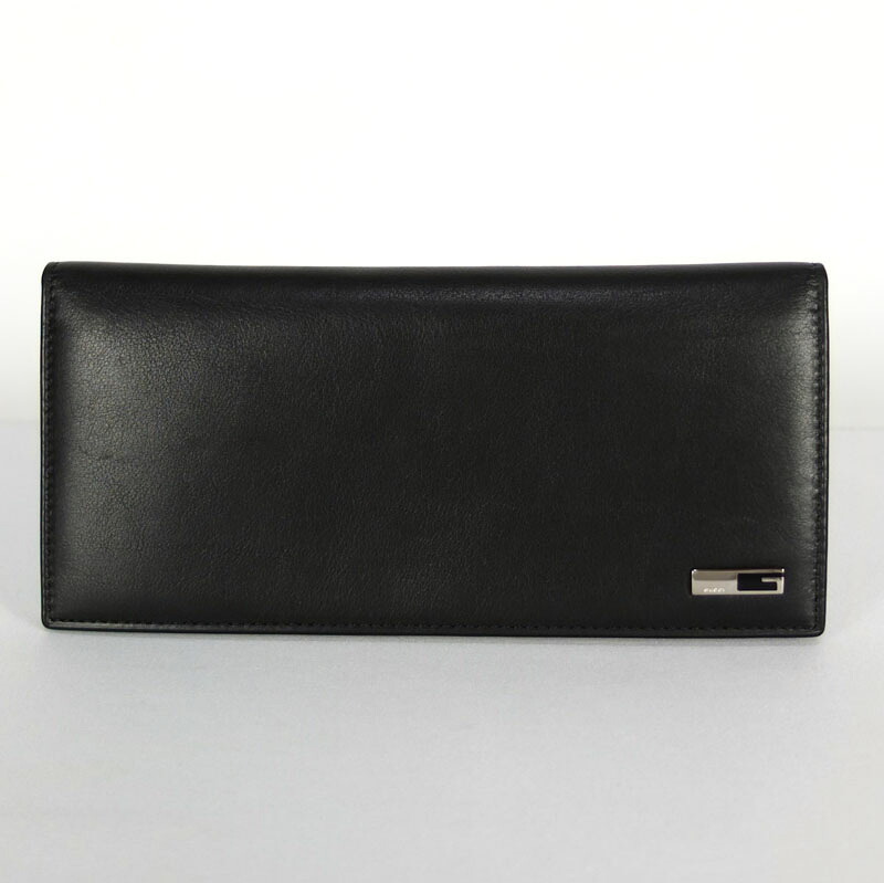 グッチ GUCCI 二つ折り長財布 030 2067 1615 ブラック レザー メンズ 【中古】|リポーン 蔵の助