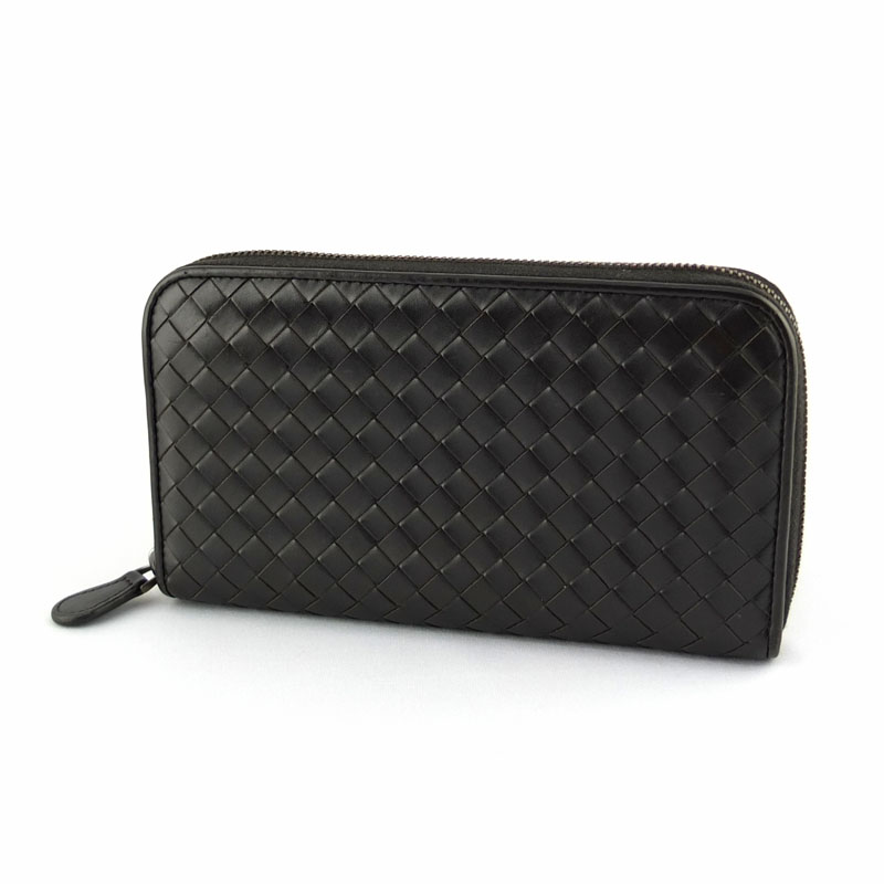 ボッテガ ヴェネタ BOTTEGA VENETA ラウンドジッパー長紙入れ 114076 イントレチャート うす暗い赤銅色 【中古】