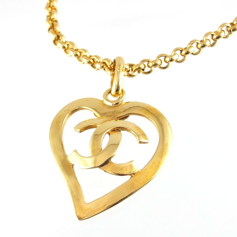シャネル CHANEL ココマーク ハート ネックレス 95P ゴールド アクセサリー レディース 【中古】