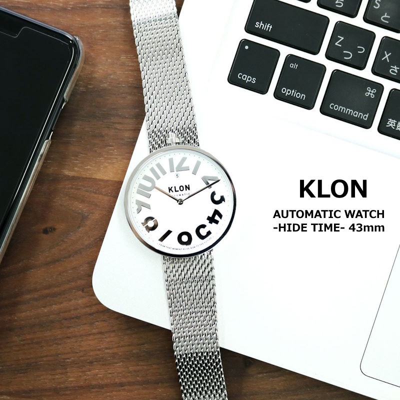 KLON/クローン AUTOMATIC WATCH -HIDE TIME- 43mm 機械式腕時計 自動巻き時計 利き腕に左右されないリューズ12時方向に設置 おしゃれ ウォッチ シンプル メンズウォッチ 自動巻きムーブメント オートマティック 5気圧防水【Ｐ変】【翌】