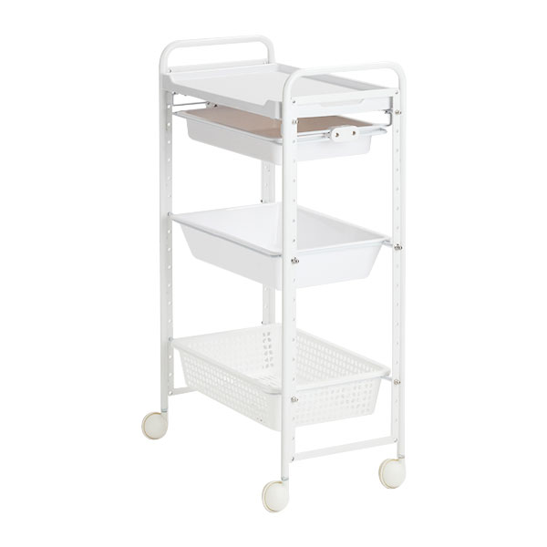 引き出し 4段 キャスター付き ワゴン ネイルワゴン 棚の高さ調節可能 ワゴン 自由組立 キャスター付き 3 D 幅47 奥行29 高さ 5cm キッチンワゴン マルチワゴン ランドリーワゴン スチール 収納 リビング インテリア エステワゴン ネイルワゴン 美容室ワゴン