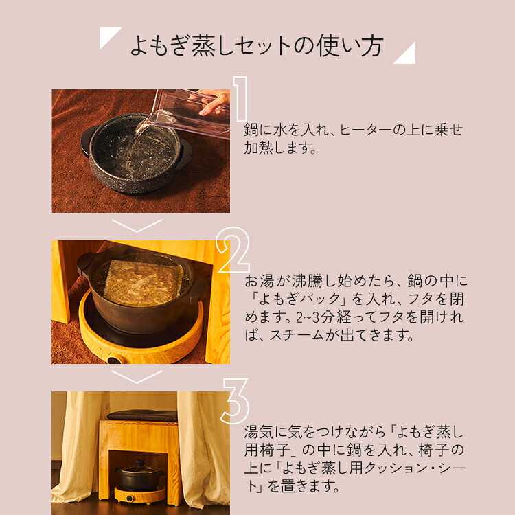 クーポンで10%OFF!4/10(金)10時まで】よもぎ蒸し セット 7点 角形椅子 