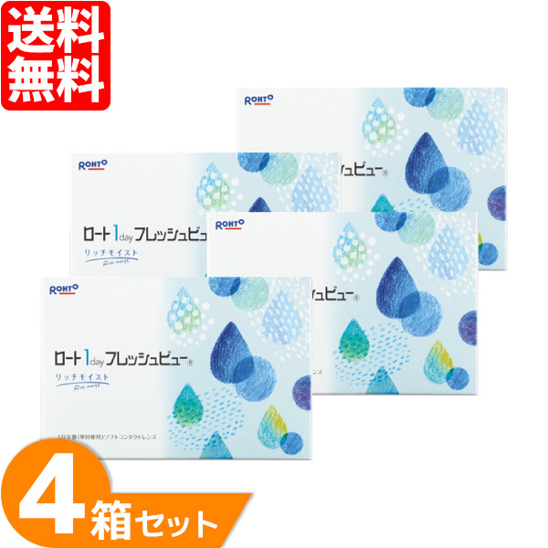 【送料無料】 ロート ワンデーフレッシュビューリッチモイスト 4箱セット (1箱90枚) ロート 1日使い捨て コンタクトレンズ ワンデー コンタクト Rohto
