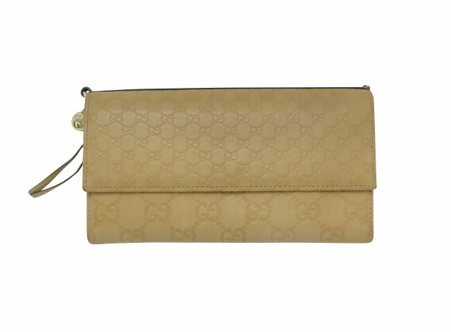 GUCCI グッチ　ベージュ インターロッキングG 2つ折り財布 GUCCI グッチ インターロッキング G 二つ折り 財布 Wホック ベージュ