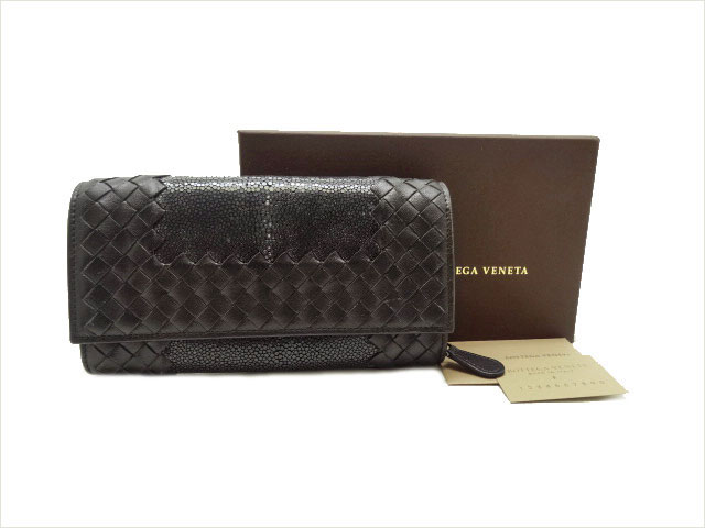 BOTTEGA VENETA ボッテガ・ヴェネタ Soft Stingray Intrecciato ソフトスティングレイ イントレチャート Nappa Continental Wallet ナッパコンチネンタルウォレット Bifold Long Wallet 二つ折り 長財布 368785【中古】ABランク｜正木屋質店