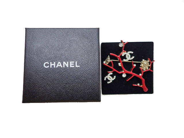 CHANEL シャネル COCO ココマーク Seashell Coral Shaped 貝殻 珊瑚 Rhinestone Brooch ラインストーン ブローチ 【中古】Bランク｜正木屋質店 98,780円