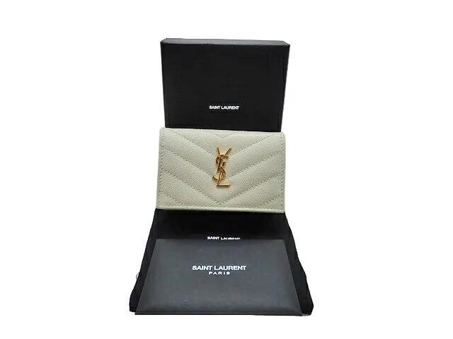YSL SAINT LAURENT サンローラン カサンドラ マトラッセ モノグラム オリガミ タイニーウォレット キルティング グレインレザー 三つ折り コンパクトウォレット 668274BOWA19207【中古】A序列付ける