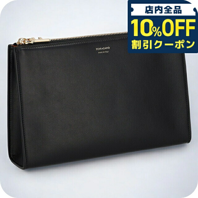 ＼全品10%OFFクーポン／ フェラガモ ポーチ レディース ブランド Ferragamo 220801CALF NE NC 775 308 ブラック/ブラウン