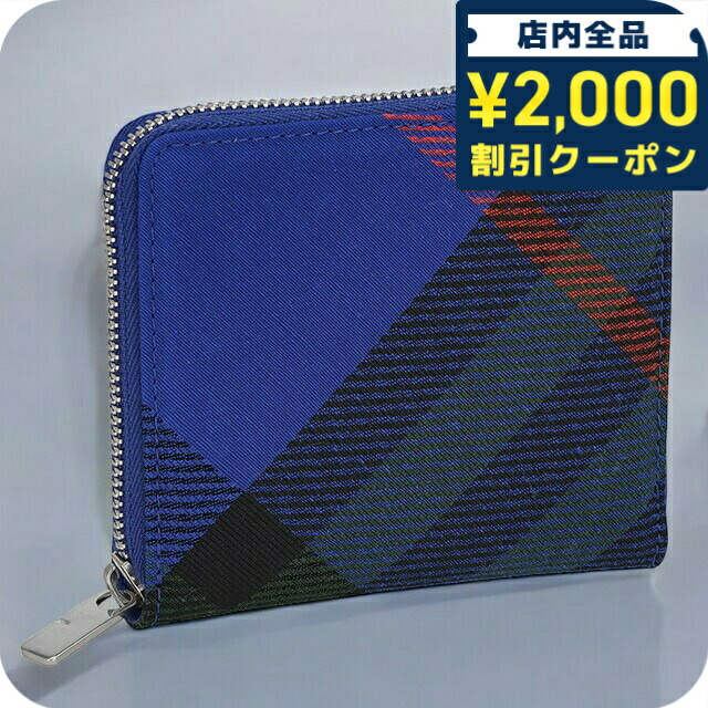 ＼2000円OFF+さらに9倍／ バ－バリ－ 二つ折り財布 メンズ レディース ブランド BURBERRY チェック 8089608 ブルー