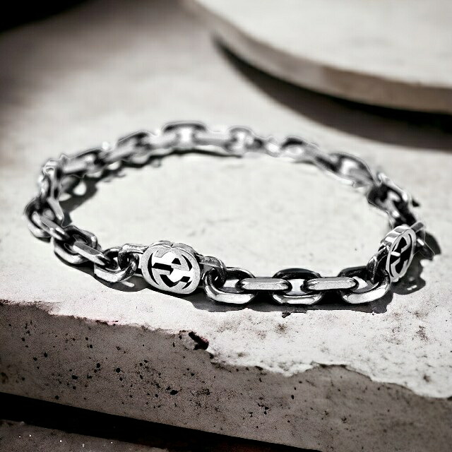 グッチ ブレスレット メンズ レディース インターロッキングG sterling silver ユニセックス 620798 J8400 0811 20cm GUCCI シルバー ギフト 腕輪 ジュエリー ブランド 高級 おしゃれ プレゼント 実用的 ペア｜腕時計のななぷれ select shop 40,170円