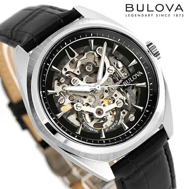 【ショッパー付】 ブローバ クラシック サーベイヤー 自動巻き 腕時計 ブランド メンズ オープンハート BULOVA 96A310 アナログ ブラック 黒 おしゃれ 防水 プレゼント 男性 実用的
