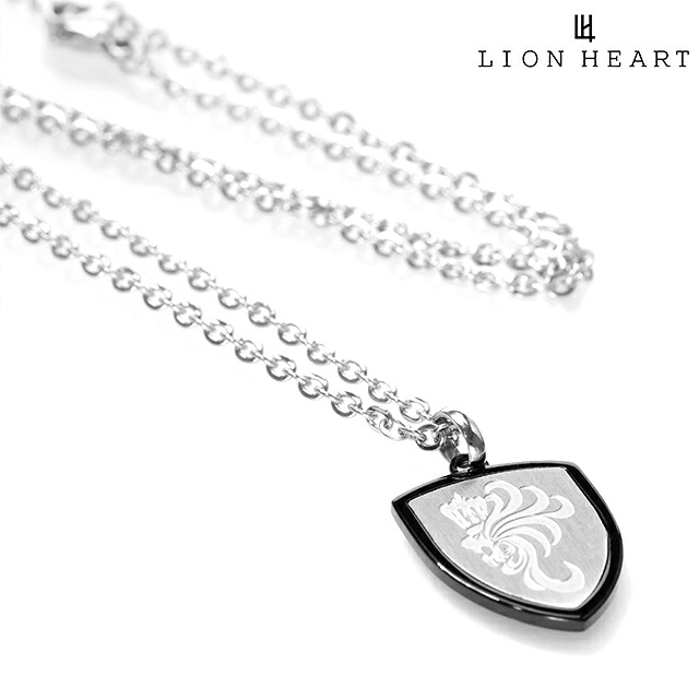 ＼店内2000円OFF+さらに9倍／ ライオンハート ネックレス メンズ ブランド LION HEART 動物 04N151SM シルバー ブラック アクセサリー