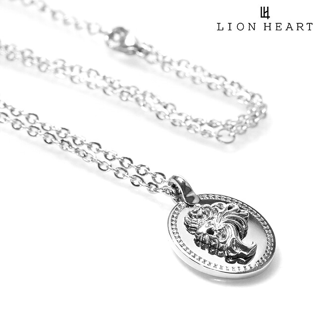 ＼店内2000円OFF+さらに9倍／ ライオンハート ネックレス メンズ レディース ブランド LION HEART コイン 動物 LHMN011H シルバー アクセサリー
