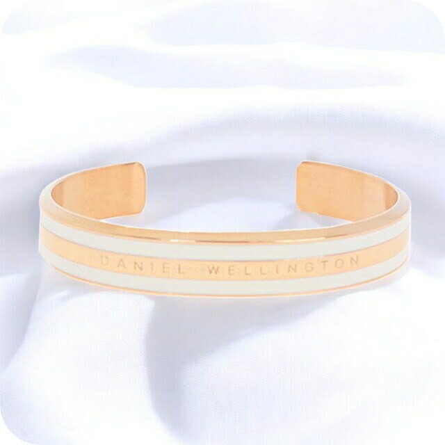 ＼店内2000円OFF+さらに9倍／ ダニエルウェリントン DANIEL WELLINGTON バングル ブレスレット レディース DW00400067 CLASSIC SLIM BRACELET SATIN WHITE M ローズゴールド ホワイト
