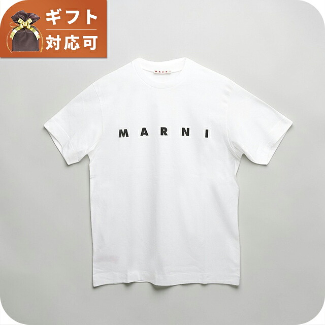 ＼店内2000円OFF+さらに9倍／ マルニ MARNI Tシャツ ロゴ コットン クルーネックT マルニキッズ MT135U-M002MV-M00RF-0M100-14Y レディース ホワイト Tシャツ ブランド