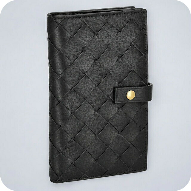 ボッテガ・ヴェネタ 二つ折り財布 メンズ レディース ブランド BOTTEGA VENETA イントレチャート レザー 609070 V3UH2 8425 ブラック