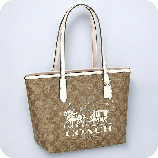 COACH ホワイト トートバッグ COACH ホワイトレザートートバッグ