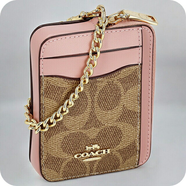 【新品未使用】COACH コインケース ブラウン・ピンク コーチ COACH 財布 コインケース レディース カードケース 小銭