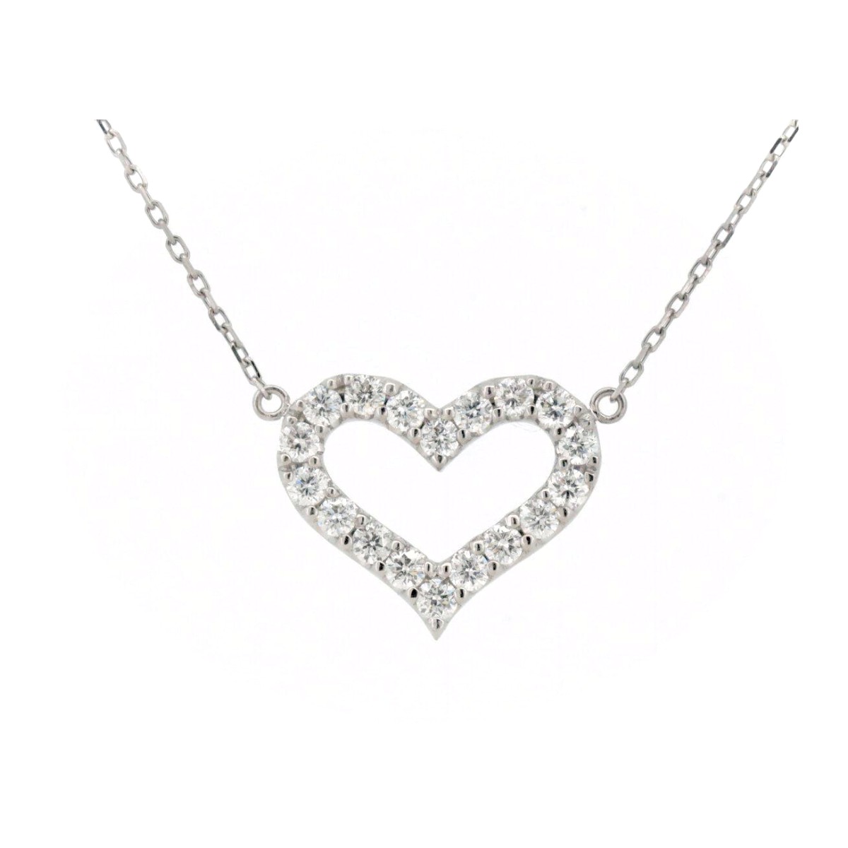 【中古】 K18WG(18金 ホワイトゴールド) ハートモチーフ ダイヤモンド ネックレス 0.33ct 質屋出品 【コンビニ受取対応商品】 ジュエリー|質 サイトウ