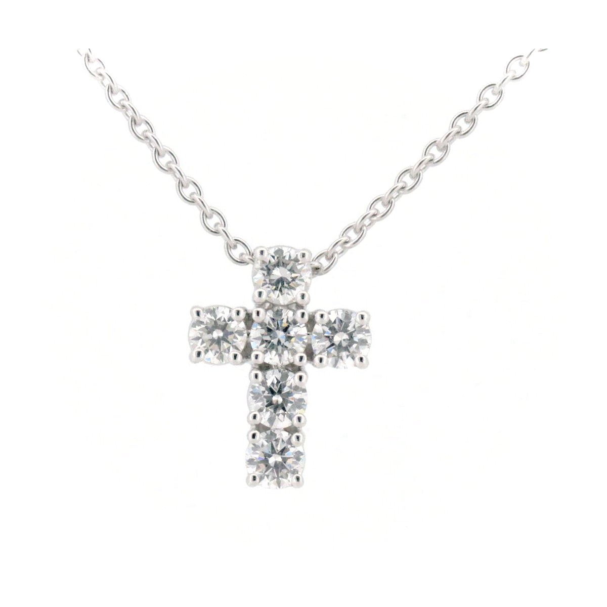 【中古】 デビアス ダイヤモンド クロス ネックレス K18WG(18金 ホワイトゴールド) 質屋出品 【コンビニ受取対応商品】｜質　サイトウ 60,500円