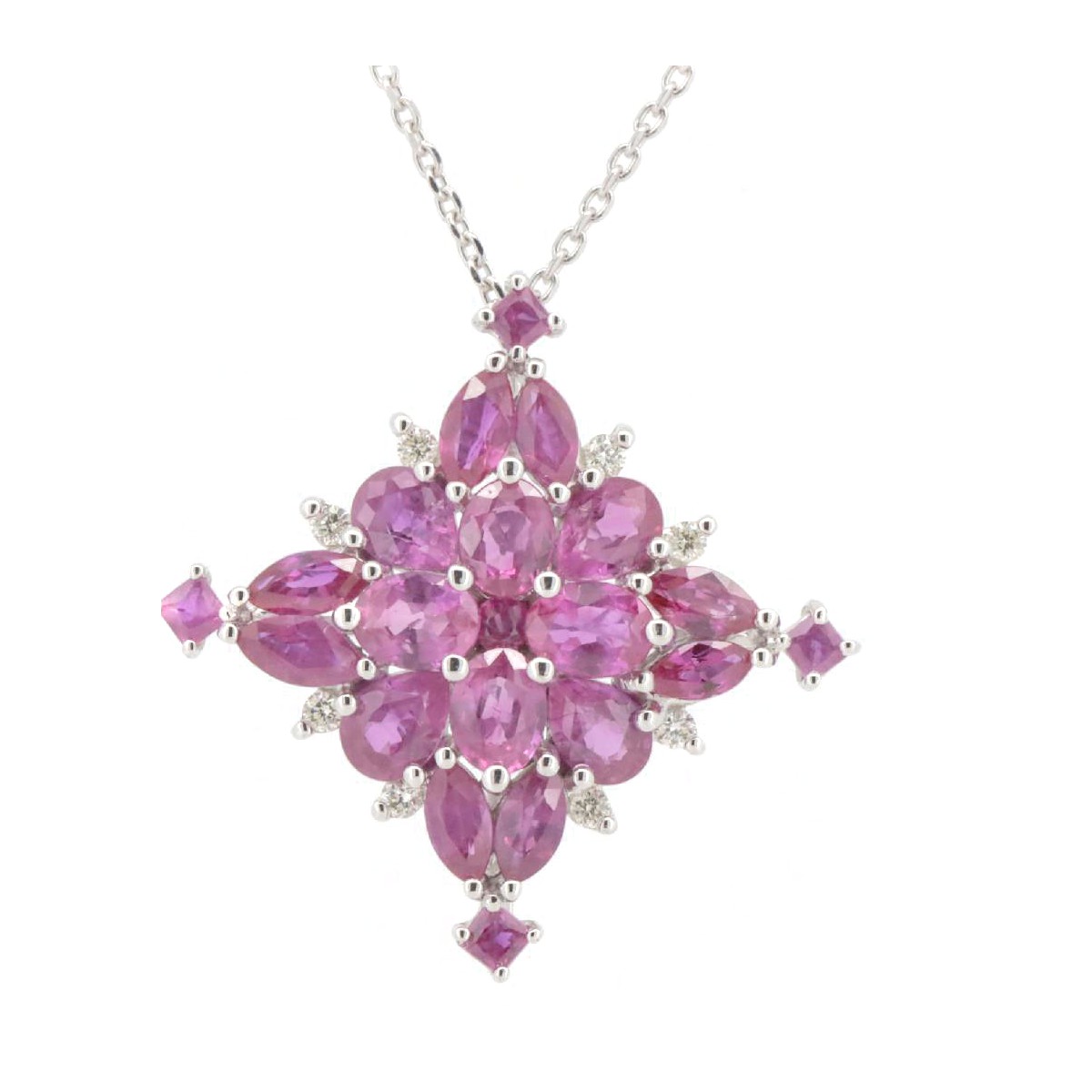 【中古】 GSTV（ジェムティービー） ルビーダイヤモンド ネックレス 2.25ct 0.06ct K18WG(18金 ホワイトゴールド) 【コンビニ受取対応商品】 ジュエリー｜質　サイトウ